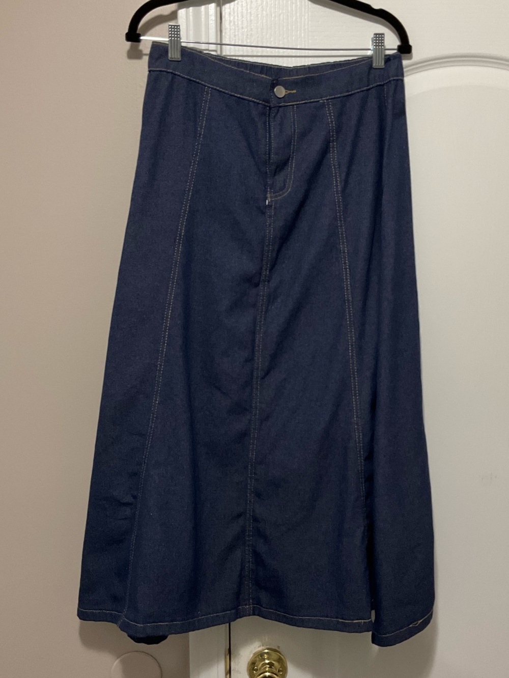 Dark Blue Denim Maxi Skirt - Unbranded